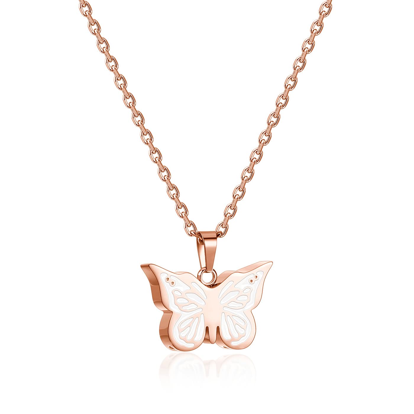 PiercingJak Cremation Jewelry Urn Necklace for Ashes Butterfly Cremation Keepsake Pendant Stainless Steel Double Memorial Lockets Urns Ashes Holder for Women Men Pet