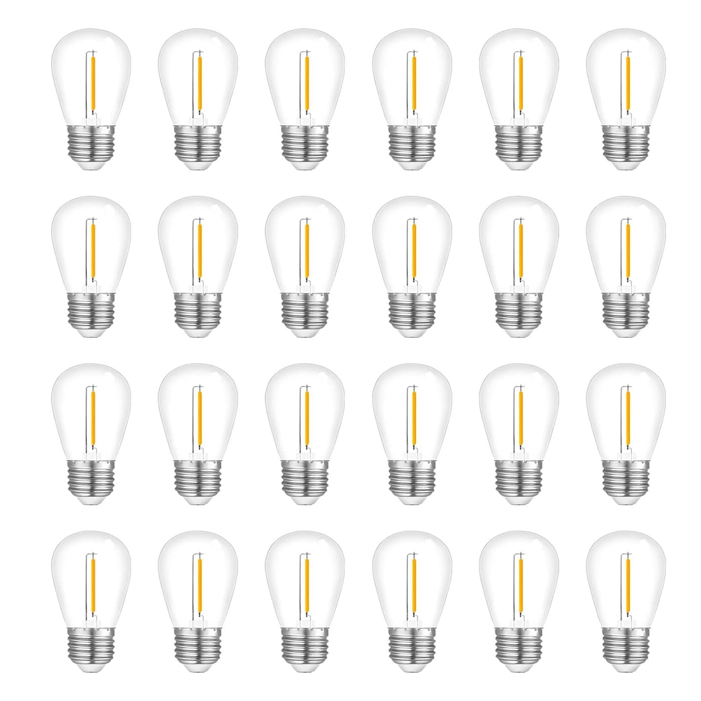 Bkrtura 24-Pack S14 Garden LED String Lights Bulb, 1W Waterproof Outdoor Bulbs, Warm White 2200K Decorative Hanging Light Bulbs Replacement, for Wedding Party Patio Yard Christmas
