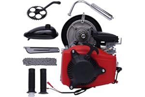 MOCHAG 49CC 4-Stroke Motorized Bicycle Engine, Single Cylinder Air Cooled OHV Bike Engine Complete Kit, Gas Petrol Motorized Bike Engine Scooter Belt Gear Fits Most 28" V Frame Bike and 26" ATV Bike