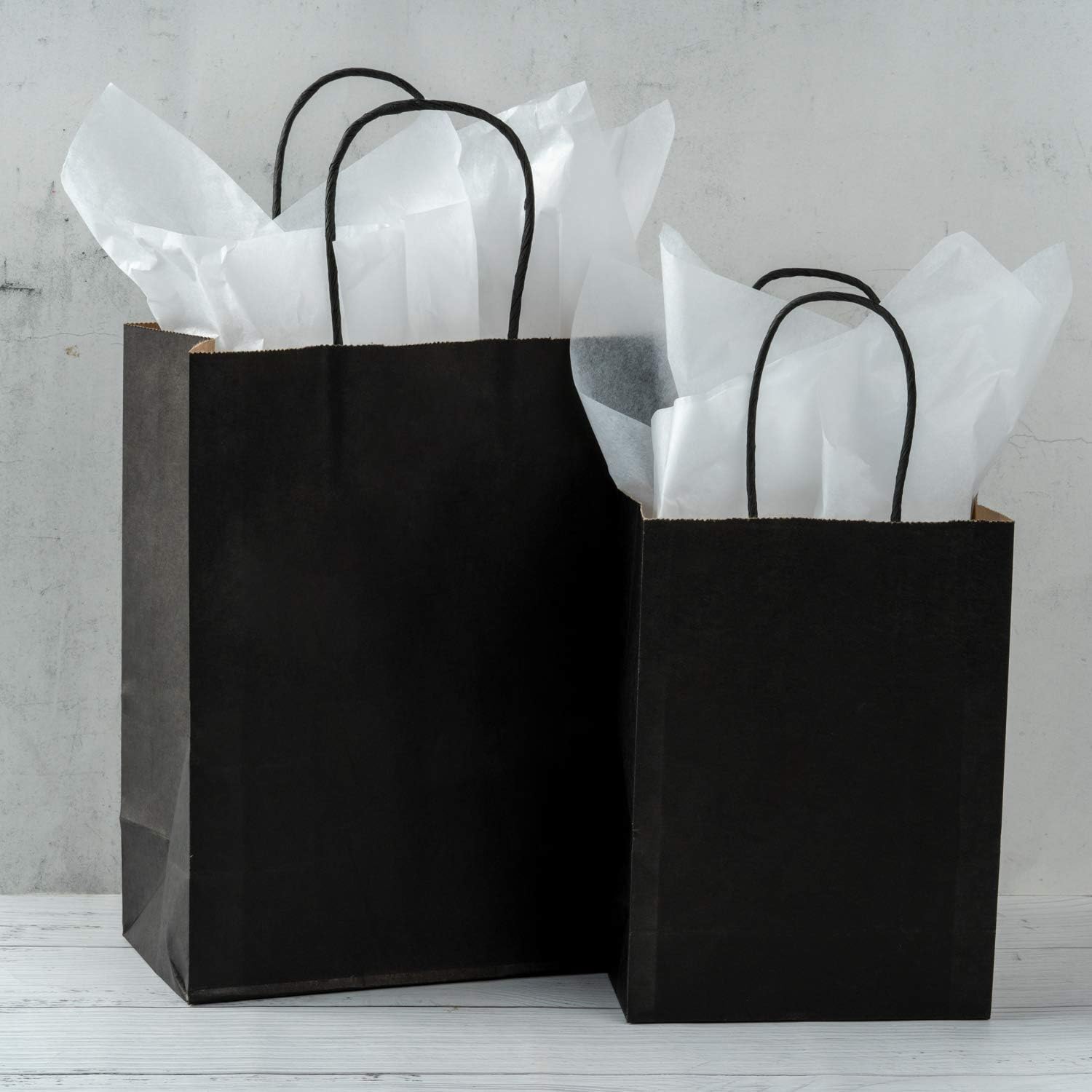 Loveinside 21x11x27 cm Paper Bags Medium Kraft Black Gift Bags Bulk with Handles for Birthday Wedding Party Favors 25pcs/ SET - Image 4