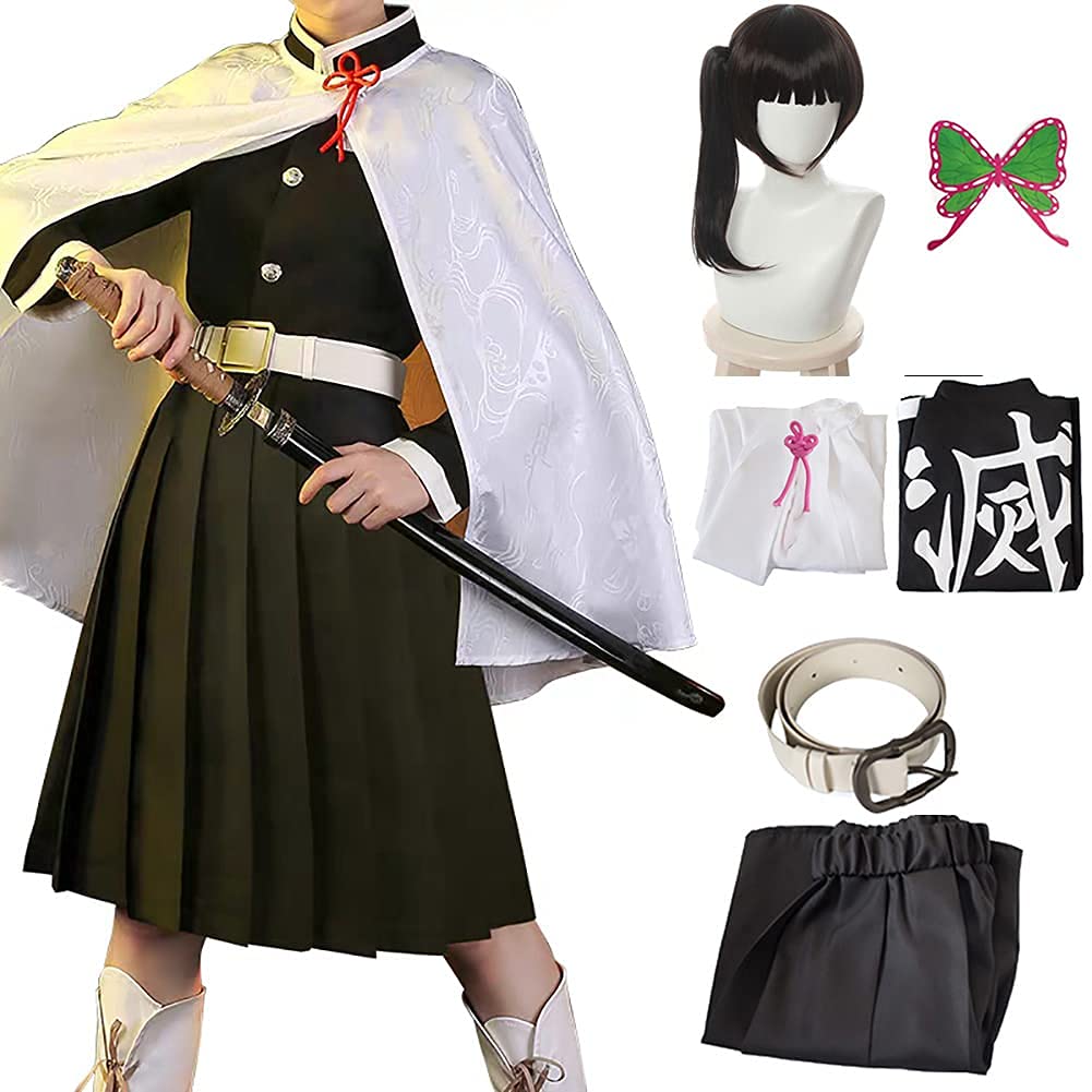 Photo 1 of Tkieio Kochou Cosplay Costume Kochou Outfit Cosplay Kimono Outfit Uniform Costume Full Set with Wig(Tsuyuri Kanao(wig),L)