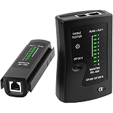 Mcbazel Ethernet Cable Tester - RJ45 RJ11 Network Tester Tool for CAT5/CAT5e/CAT6/CAT6a/CAT7, Portable LAN Wire Continuity Checker with LED Indicators, S-Mode Speed &amp; Detachable Remote - Black
