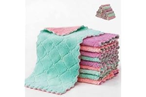 10 Packs of Kitchen Cloth Dish Towels, Highly Absorbent Coral Fleece Dish Towels, Quick-Drying and Reusable Cleaning Towels f