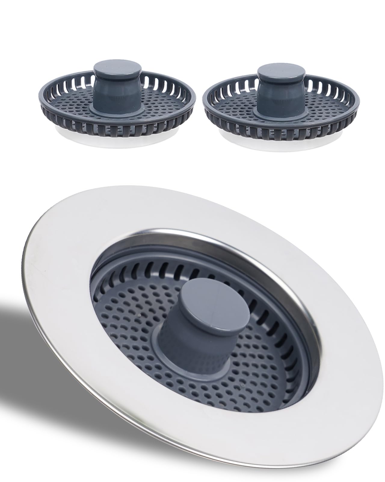Hibbent Kitchen Sink Plug,Upgraded 3 in 1 Kitchen Sink Strainer and Stopper Combo,With 2 Strainer,Kitchen sink strainer,Anti-Clogging,Universal Sink Strainer,and Prevent Odors-Sinks Depth > 28mm