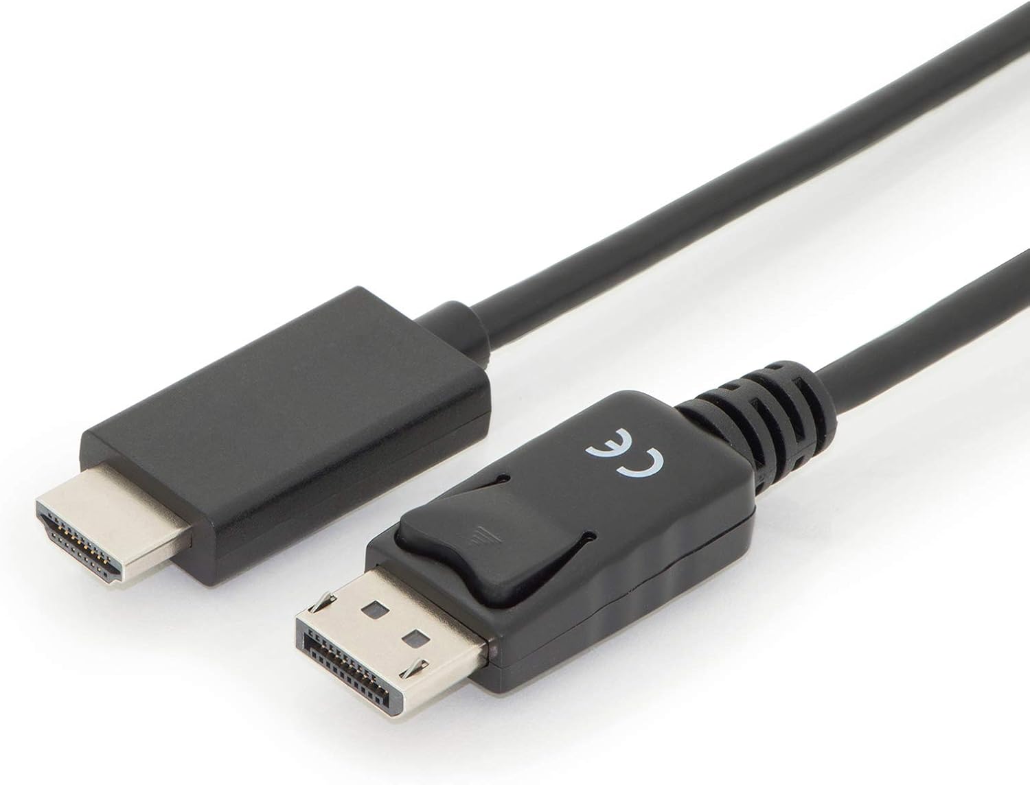 Digitus DisplayPort adapter cable - DP to HDMI (2.0) Type A - UHD 4K/60Hz - 2m - Locking, HDCP, 3D - for monitor PC