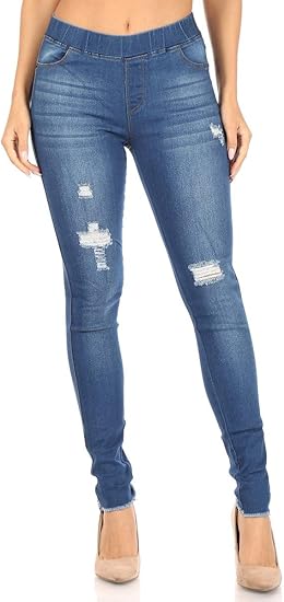 women's pull on denim jeggings