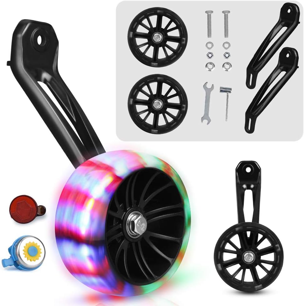 SPORUS Training Wheels, Thicken Bike Training Wheels for Kids Under 70lb with Heavy Duty Magnesium Alloy for 18 Inch Black [Including Mounted Kit]