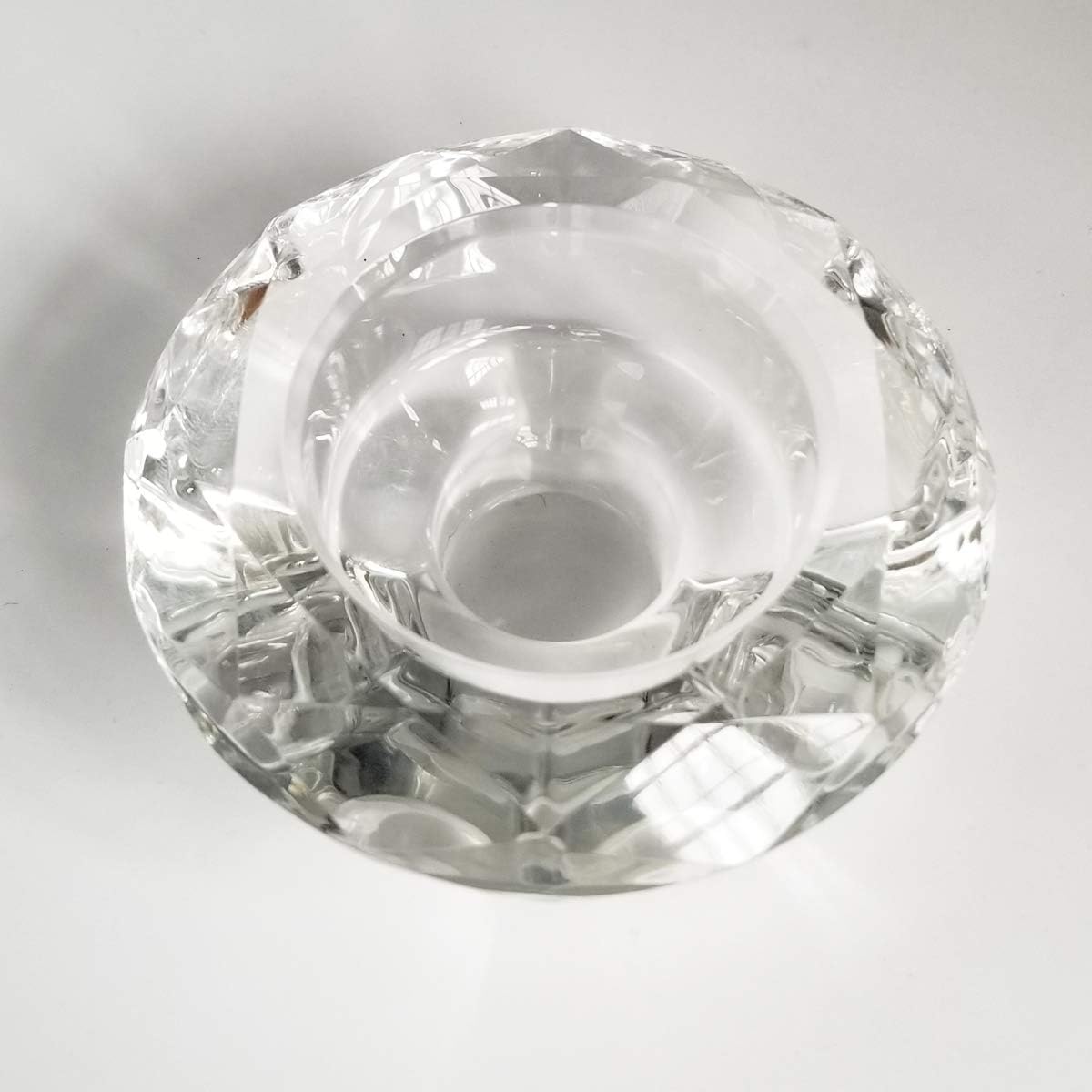 AiFanS Glass Tealight Holders Centerpiece,Crystal Candle Holders Set,Candlesticker Holder for Table(Clear,7.5cm,Set of 6): Kitchen & Dining