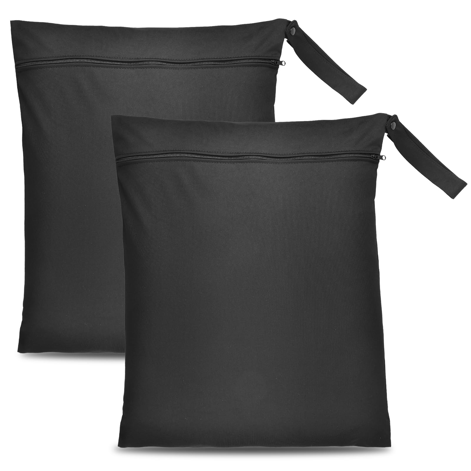 Giantree 2 Pack Black Wet Dry Bags, Waterproof Swimsuit & Towel Laundry Bags with Handle & Zipper, Reusable Travel Gym Beach Pool Bags