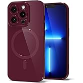 Svanove for iPhone 13 Pro Max Phone Case Silicone Magnetic, Compatible with Magsafe Case Cute for Women, Girly Glossy Jelly Thin Slim Hard Plastic Mag Safe & Camera Cover Protection, Burgundy Maroon