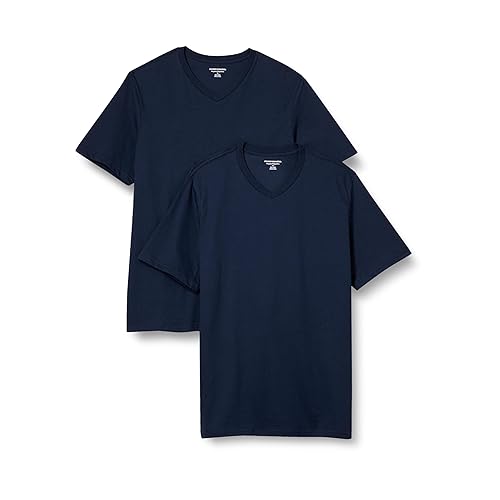 Amazon Essentials Men's Short-Sleeve V-Neck T-Shirts, Pack of 2, Navy, 3X-Large Big