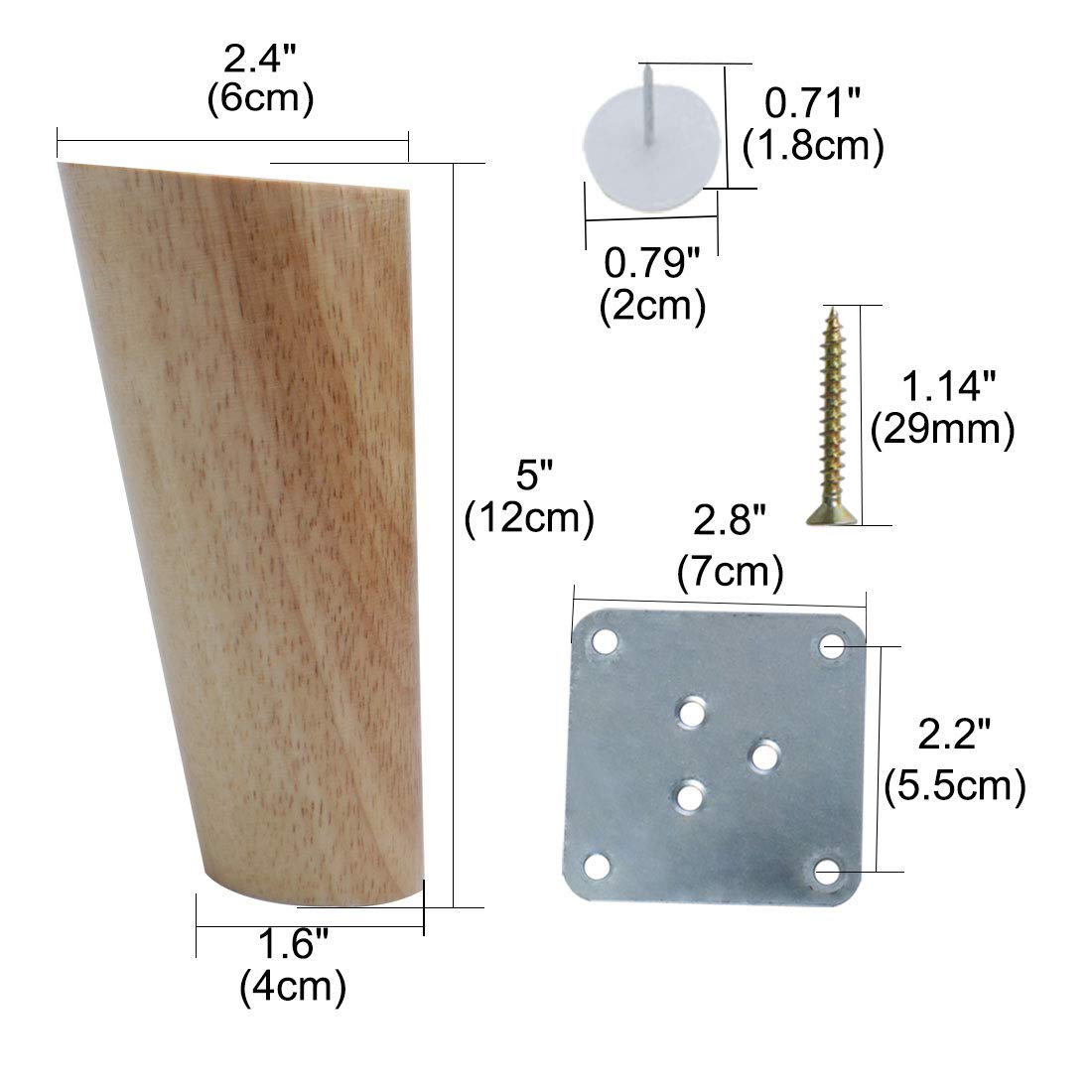 Patas Inclinadas Inclinadas Para Muebles X 4 Carga De 400 Sofá MetáLico