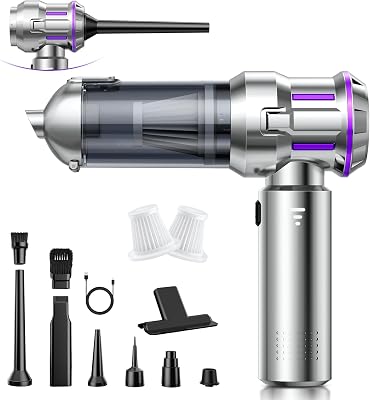 Aspirabriciole Senza Fili, 25000Pa Aspirapolvere Auto, Scarico Polvere Automatico a un Tocco & 4 in 1 Aspirazione con Motore Brushless, Aspirabriciole a 3 Velocità,Ideale per Peli di Animali,Auto,Casa