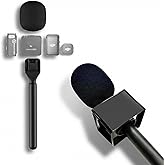 Wireless Microphone Handheld Adapter with Mic Flag & Windshield - Interview Handle Stick Mount for DJI Mic 3/2/Mini/Pocket 3, Rode Wireless GO II, Hollyland Lark - Pro Lavalier Mic Stand Holder
