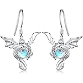 Dragon Earrings for Women 925 Sterling Silver Moonstone Dragon Earrings Dragon Jewelry Gifts for Girls Mom Daughter