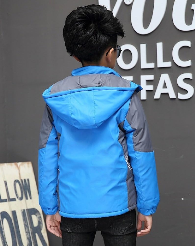 Valentina Latest Boys Thicken Fleece Hooded Jacket Warm Quilted Coat Outdoor Cool Cute Fashion for Winter Autumn Spring: Clothing