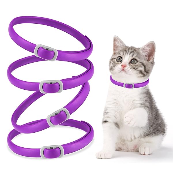 OIMMAL 4 PACK CALMING COLLAR FOR CATS, ADJUSTABLE CAT CALMING COLLAR, CAT PHEROMONE COLLAR FOR CATS AND KITTEN, RELIEVE REDUCE ANXIETY STRESS, CAT ANXIETY RELIEF CALM RELAXING COLLARS