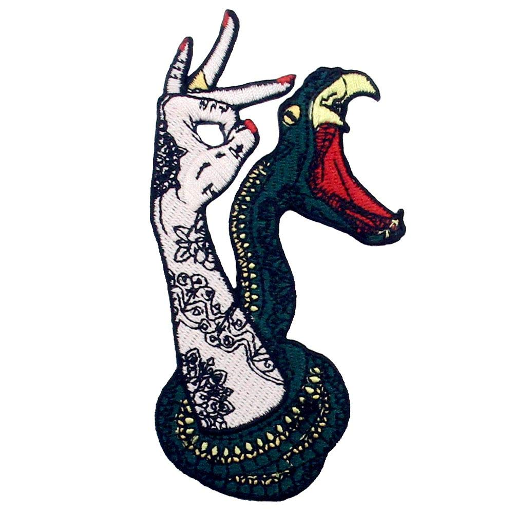 Hand and Snake Patch Embroidered Badge Iron On Sew On Emblem