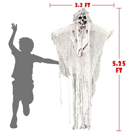 5 2ft Animated Halloween Decorations Outdoor Scary Haunted House Prop Decor Party Hanging Screaming Bride Ghost Skull With Voice Activated Scary And Flashing Eyes Creepy For Home Yard Outside Indoor Toys Games