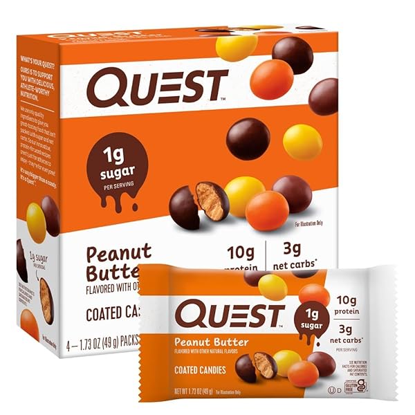 QUEST NUTRITION COATED CANDIES, PEANUT BUTTER, 1G SUGAR,...