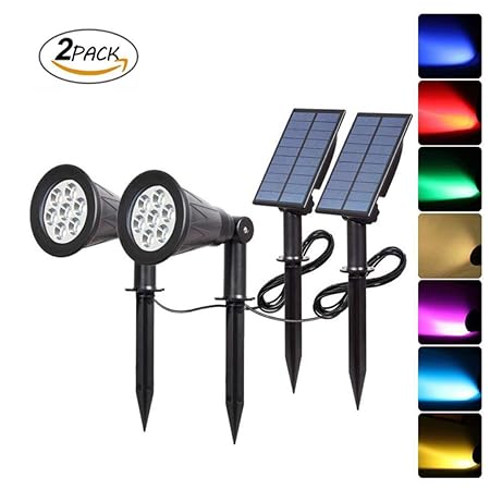 QWER Proyector Solar, 7 LED Color-cambiante luz Solar Impermeable ...