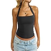 EasyGala Womens Double Lined Square Neck Halter Tank Sexy Backless Shirt Y2K Sleeveless Top Fitted Going Out Clothes2026