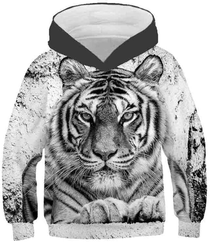 Unisex 3D Hoodies For Kids,Fashion Cool Tiger Hoodies Boys/Girls Thin
