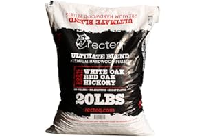 recteq Ultimate Premium Hardwood Grilling Cooking Pellet Barbecue BBQ Grill Smoker Blend with Red Oak, White Oak, and Hickory, 20 Pound Bag