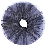 Anleolife 12'' Birthday Tutu Skirt For Girls Ballet Dance Tutus Glitter Christmas Halloween Gift (black)