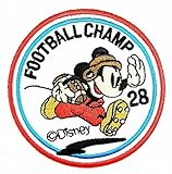 Mickey Mouse Football Champ Patch Embroidered Iron on Hat Jacket Hoodie Backpack Ideal for Gift/ 7.2cm(w) X 7.2cm(h)