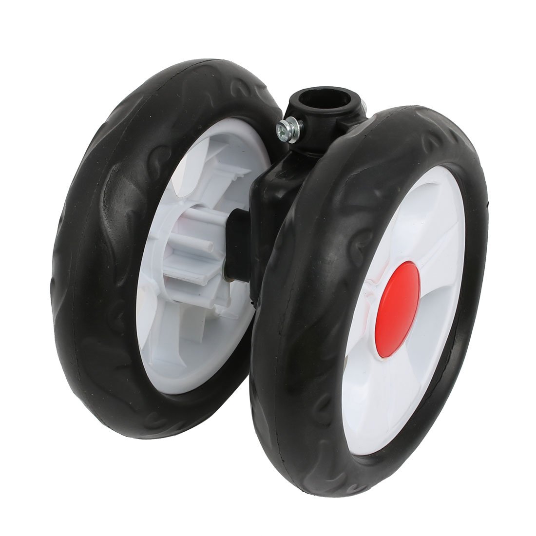Sourcingmap 140mm Diameter Plastic Double Wheel Swivel Pulley Roller for 19mm Tube