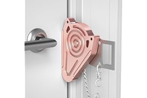 URGEEO Metal Portable Door Lock for Travel Hotel Room Safety - Hotel Door Locks for Travelers Security, Extra Door Lock from Inside, Apartment Room Security Latches & Bolts Travel Essentials,Pink
