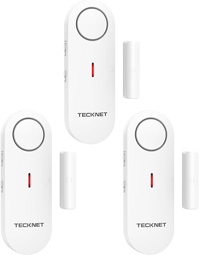TECKNET Door Window Alarm Sensor 3-Level Volume Chime Security Wireless 3 PCS