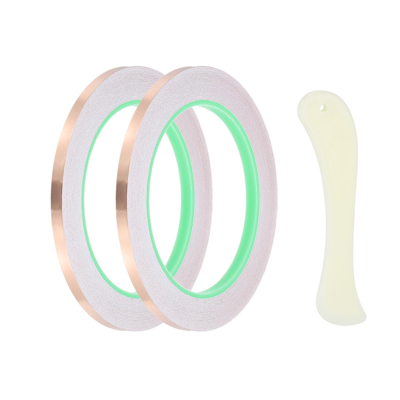PATIKIL 22 Yard 1/5(0.21) Inch Copper Foil Tape,2 Roll Copper Tape with Conductive Stained Glass Foil Tool with Scraper for Stained Tools DIY Crafting