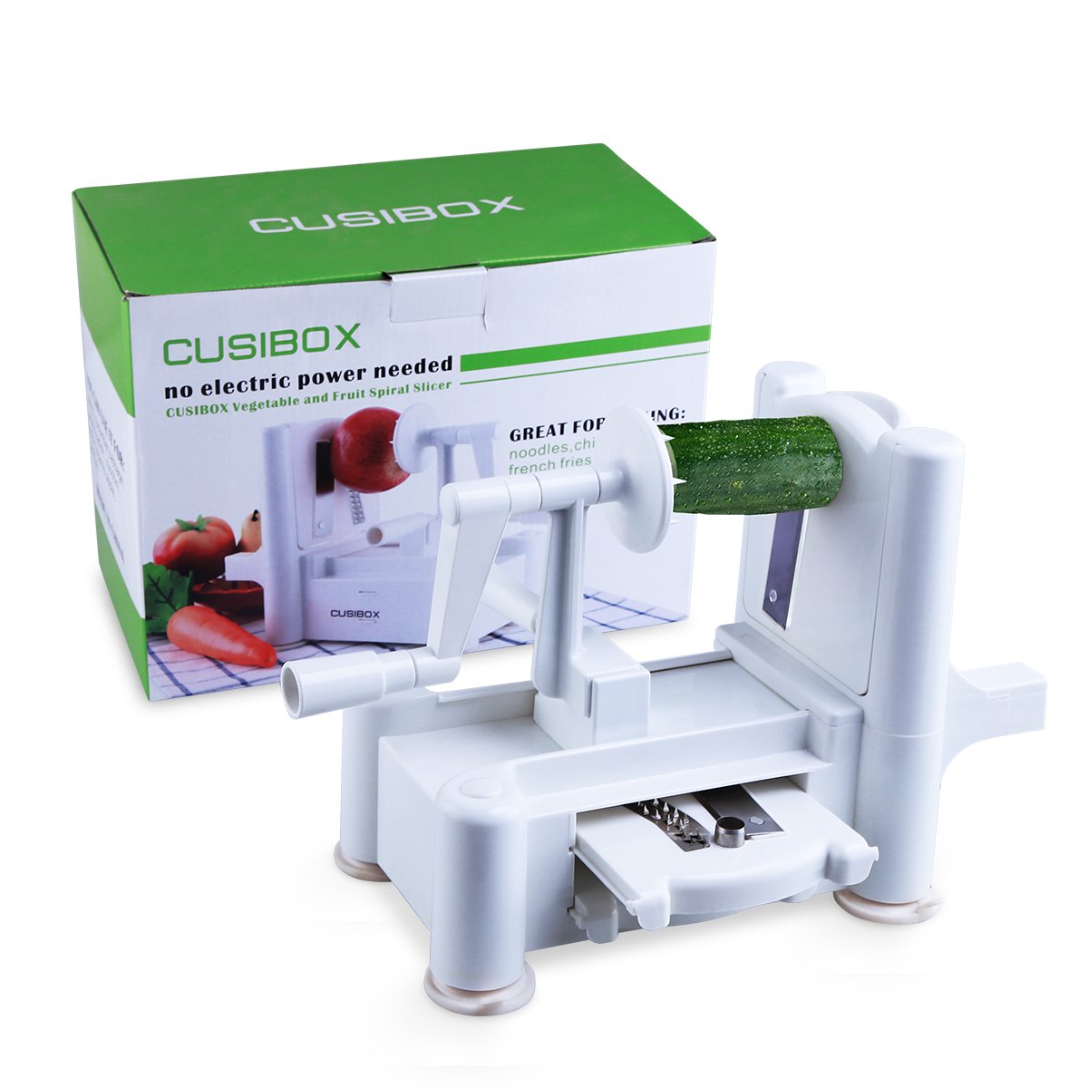 kemmo 3-Blade Spiralizer Vegetable Slicer Veggie Pasta Spaghetti Maker for Spiral Vegetable Slicer, Healthy Low Carb/Paleo/Gluten-Free Meals Powerful Suction Base Vegetable Slicer