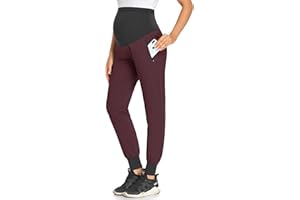 AMPOSH Women's Maternity Quick-Dry Pants Workout Scrub Joggers Pregnancy Sweatpants