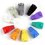 Aussel RJ45 Boots Cover Soft Plastic Ethernet Network Plug Sheath Cable Ends Plug Connector Cover Boots Cap 100PCS (Random Color) (Style 1)