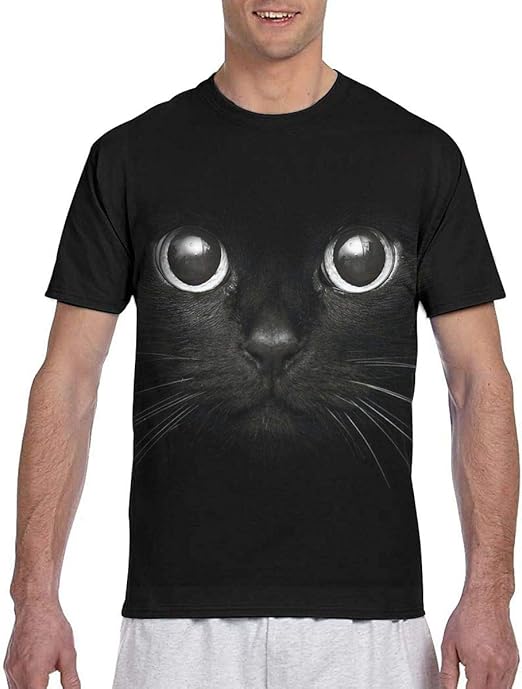 aosup Men's Black Cat TShirt Cute Cat Tee Shirt Gifts Men