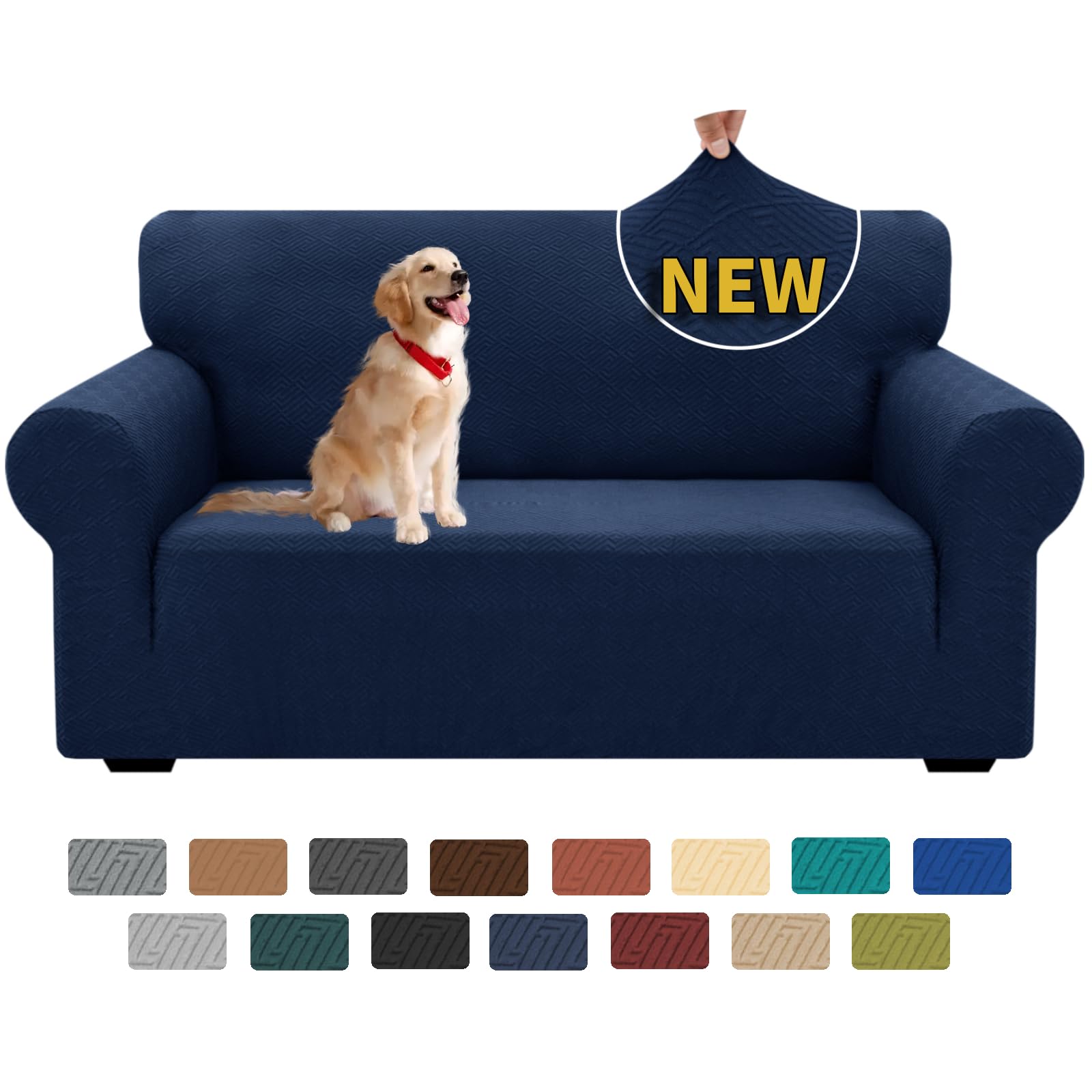 XINEAGE 2 Seater Stretch Sofa 1 Piece Jacquard Cover, Non-Slip Sofa Protector for Living Room, Universal for Dogs