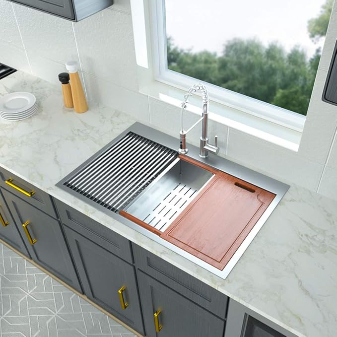 28 Drop in Kitchen Sink Logmey 28 inch Workstation Drop in Sink