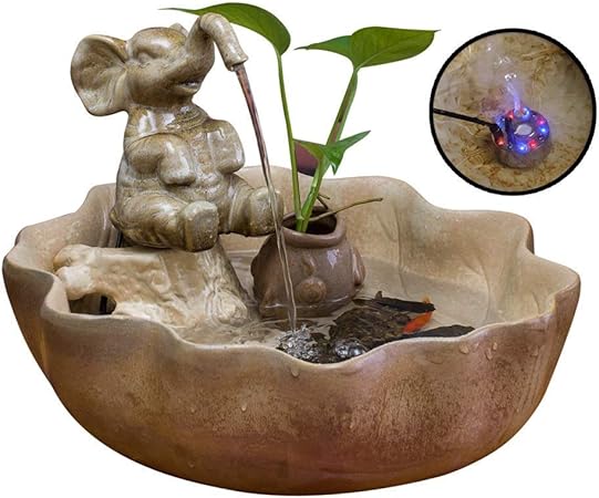 Decoración diaria Fuente de agua de mesa Elefante de la suerte Fuente