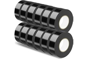 SWRT 12 Pack Black Electrical Tape Waterproof, 0.75 in x 66 FT High Temp Electric Tape Under 600V for All Weather - UV Protection - Flame Retardant