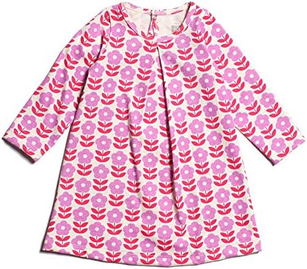 Winter Water Factory Long Sleeve Organic Aspen Baby Girls Dress, Lavender & Pink Danish Flowers, 6 Months