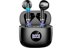 JXREV Wireless Earbuds, Bluetooth 5.4 Ear Buds LED Power Display Headphones Bass Stereo, Bluetooth Earbuds in-Ear Noise Cancelling Mic, 40H Playback Mini Case IP7 Waterproof Sports Earphones for Android iOS