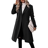 Danedvi Womens Long Double Breasted Coats Lapel Collar Pea Coat Winter Slim Fit Jackets Trench Coat Outwear