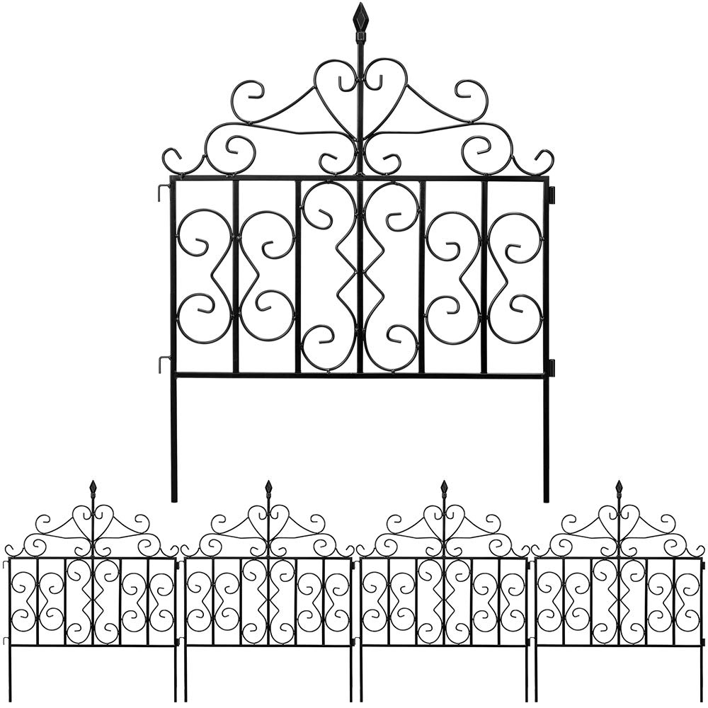 Amagabeli Garden Home Decorative Garden Fence Metal Landscape Wire Folding Fencing Patio Border Bed Dog Barrier Rustproof Tall Garden Edge Section Décor Picket-81 CM(H) x61 CM(W)-5 Panels-Black