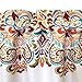 Lush Decor Clara Valance Paisley Damask Print Bohemian Style Single Curtain, 18” x 52”, Turquoise and Tangerine