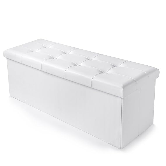 WOLTU® Sitzhocker mit Stauraum Sitzbank faltbar Truhen Aufbewahrungsbox, Deckel abnehmbar, Gepolsterte Sitzfläche aus Kunstle