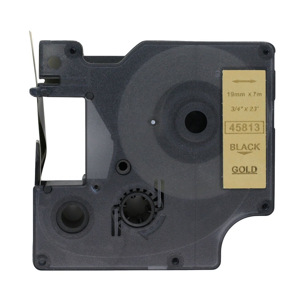 BROVACS 1 Pack Black on Gold Label Tape Compatible for DYMO D1 45813 19mm 3/4" OPA2313