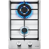 VEVOR Gas Cooktop 12 inch, Max 12250BTU 2 Burners Built-in Stainless Steel Gas Stove Top, LPG/NG Convertible Dual Fuel Natura